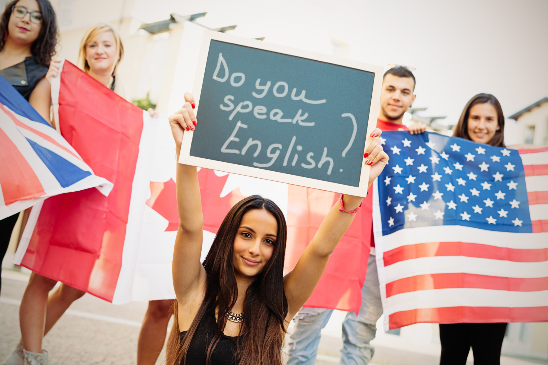 College European students learning English