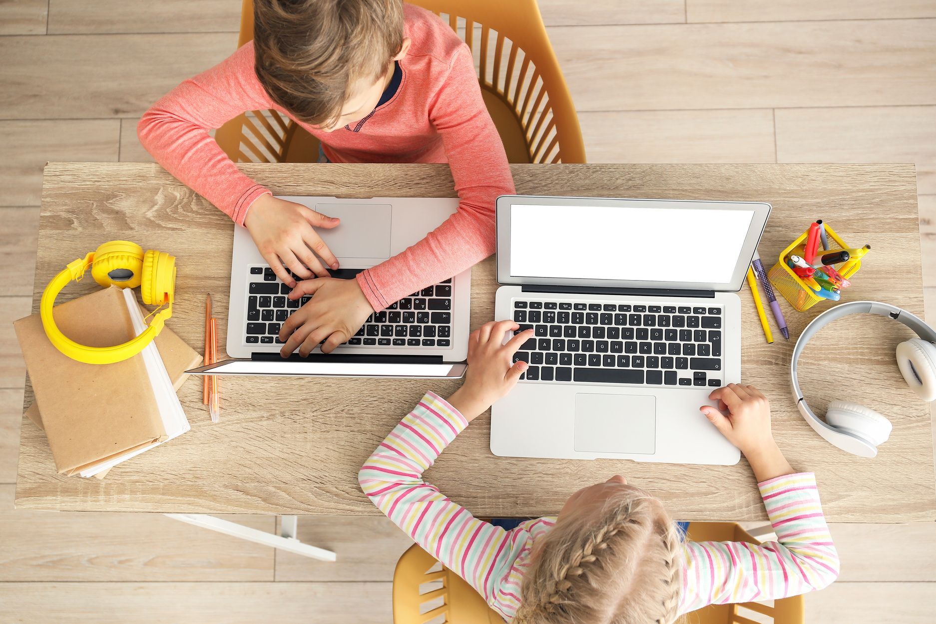 Little Children Studying at Home