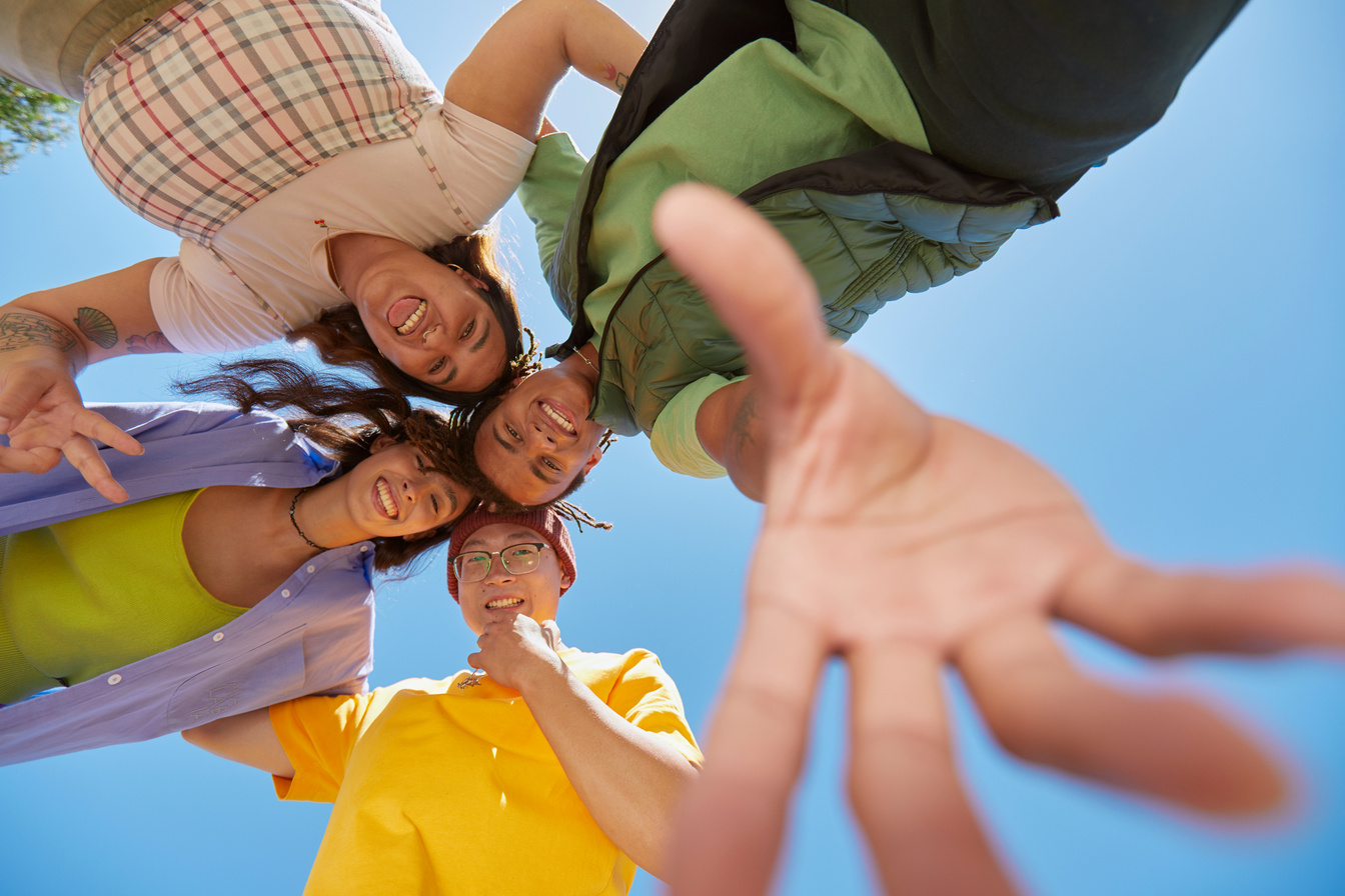 Digital Youth-topia Portrait of Young Friend Group Outdoors